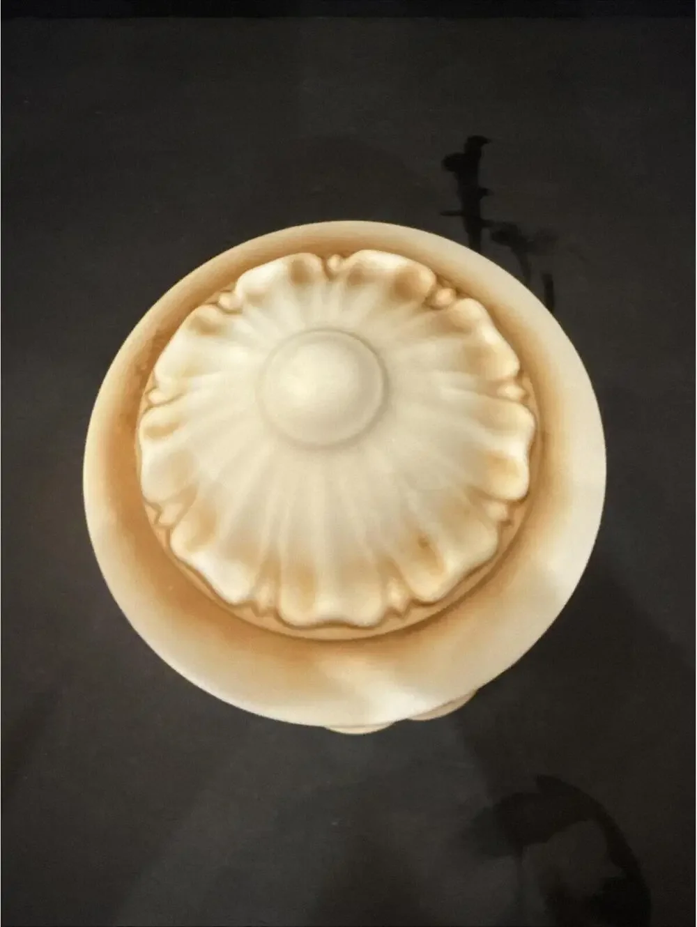 Vtg Handpainted White Matte Glass Pendant Wedding Cake Ceiling Shade 3.25” Fit